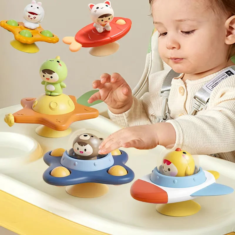 Montessori Suction Cup Spinner Toys – Sensory Spinning Bath & High Chair Toys for Toddlers and Babies Ages 3+