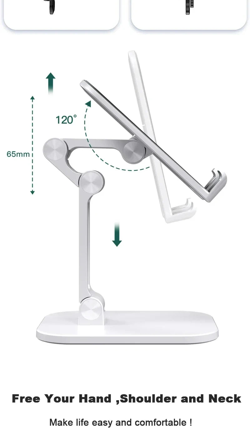 Foldable Adjustable Phone & Tablet Stand – 3-Section Desktop Holder