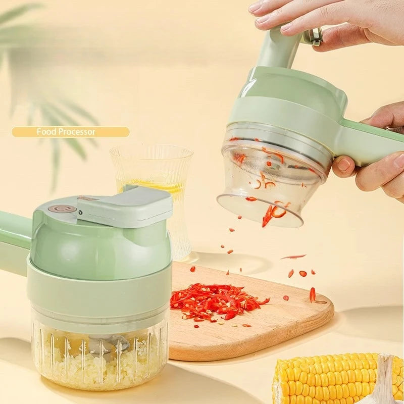 Picadora Eléctrica de Verduras, Cortador Multifuncional de Ajo, Jengibre y Cebolla para Cocina Doméstica, Rebanadora y Cortadora de Alimentos