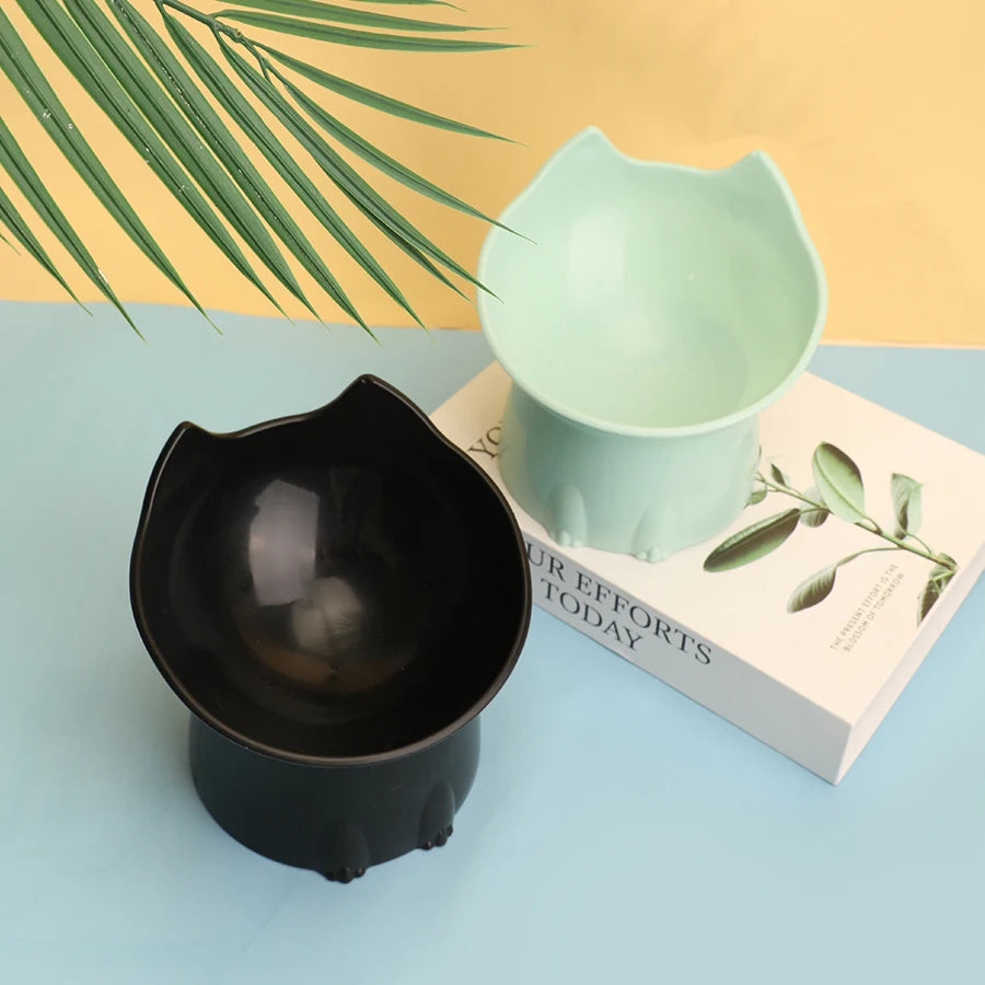 1 unidad de comedero elevado WhiskerWare para gatos, plato de plástico elevado antideslizante con borde inclinado, protección para el cuello para comida de gatitos