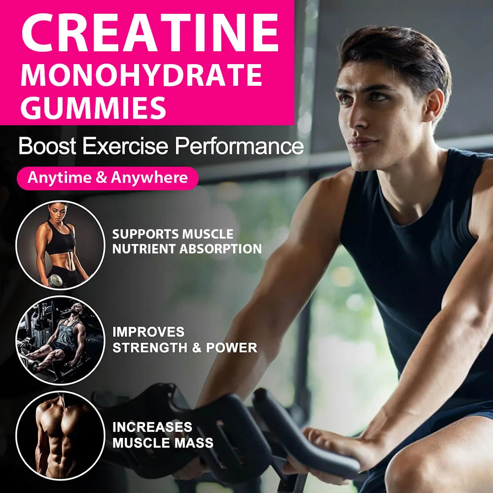 Creatine Monohydrate Gummies – 8000mg Creatine Supplement for Workout Performance, Muscle Strength & Fitness Support