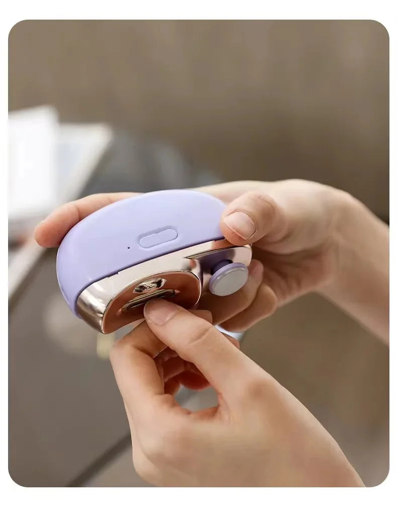 2-in-1 Electric Nail Clipper & Polisher – USB Rechargeable Automatic Nail Grinder with LED Light for Manicure & Nail Care