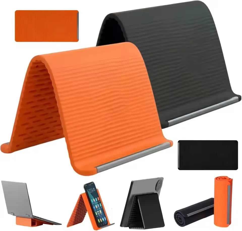 Flexible Foldable Silicone Device Stand – Adjustable Multi-Angle Holder for Phones, Tablets & Laptops