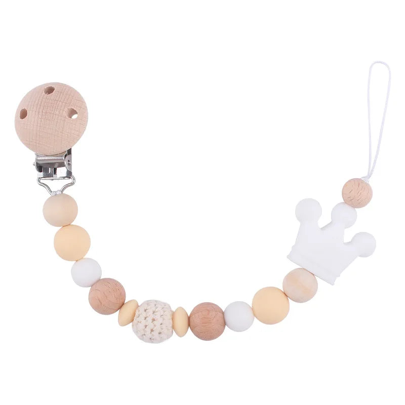 Baby Pacifier Clip Holder – BPA Free Silicone Bead Soother Strap with Teether Chain for Infants & Newborns