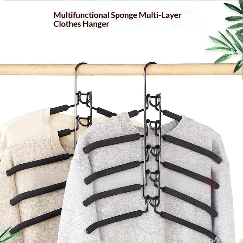 Multi-Tier Closet Hanger with Hooks – Space-Saving Clothes Organizer