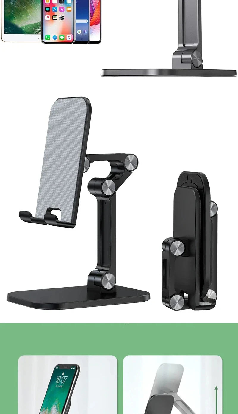 Foldable Adjustable Phone & Tablet Stand – 3-Section Desktop Holder