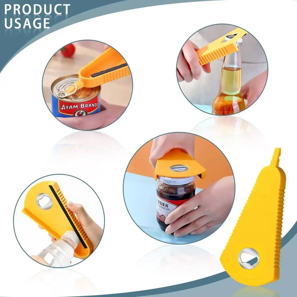 4-in-1 Multifunctional Can & Jar Opener for Beer, Bottle Caps, and Kitchen Use