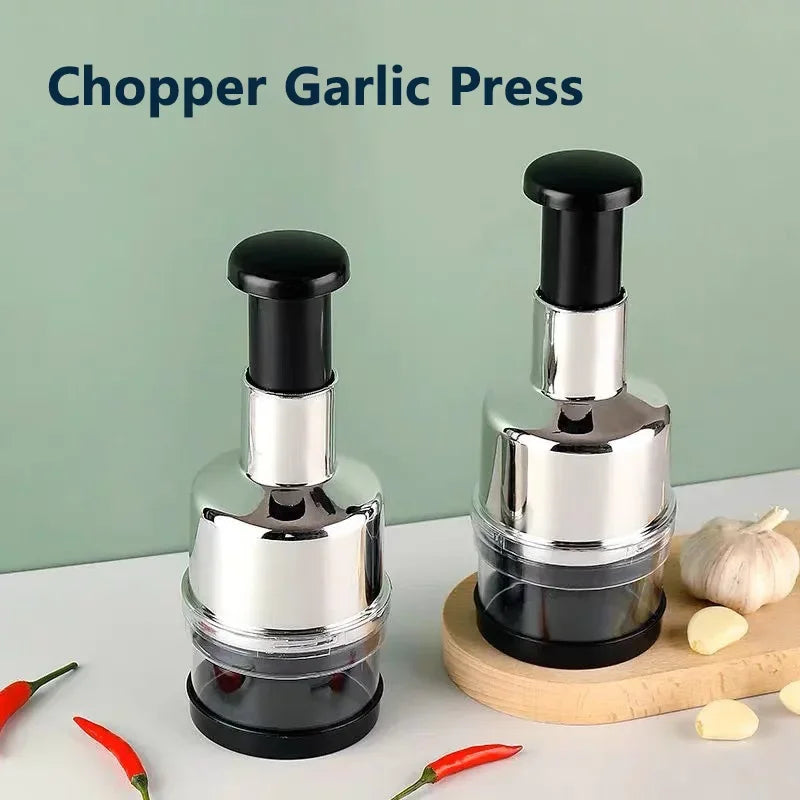 Manual Garlic Press & Mincer – Multi-Function Garlic Crusher & Vegetable Chopper