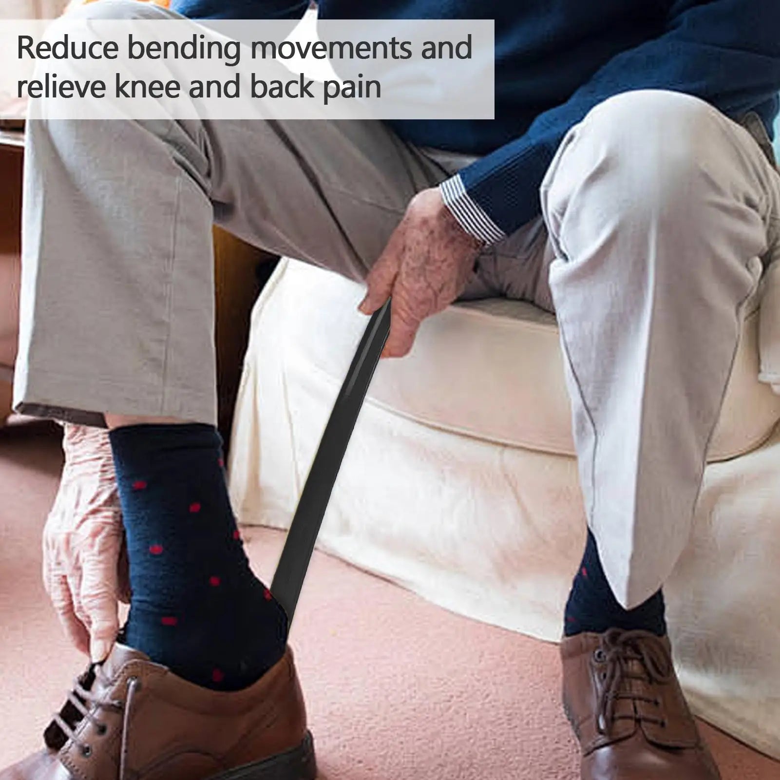 Long Handle Shoe Horn with Grip – 16.7" Easy Shoe Helper for Seniors, Boots, Sneakers & Everyday Footwear