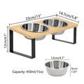 Elevated Cat Bowls with Wooden Stand – 15° Tilted Raised Stainless Steel Feeder for Cats & Puppies