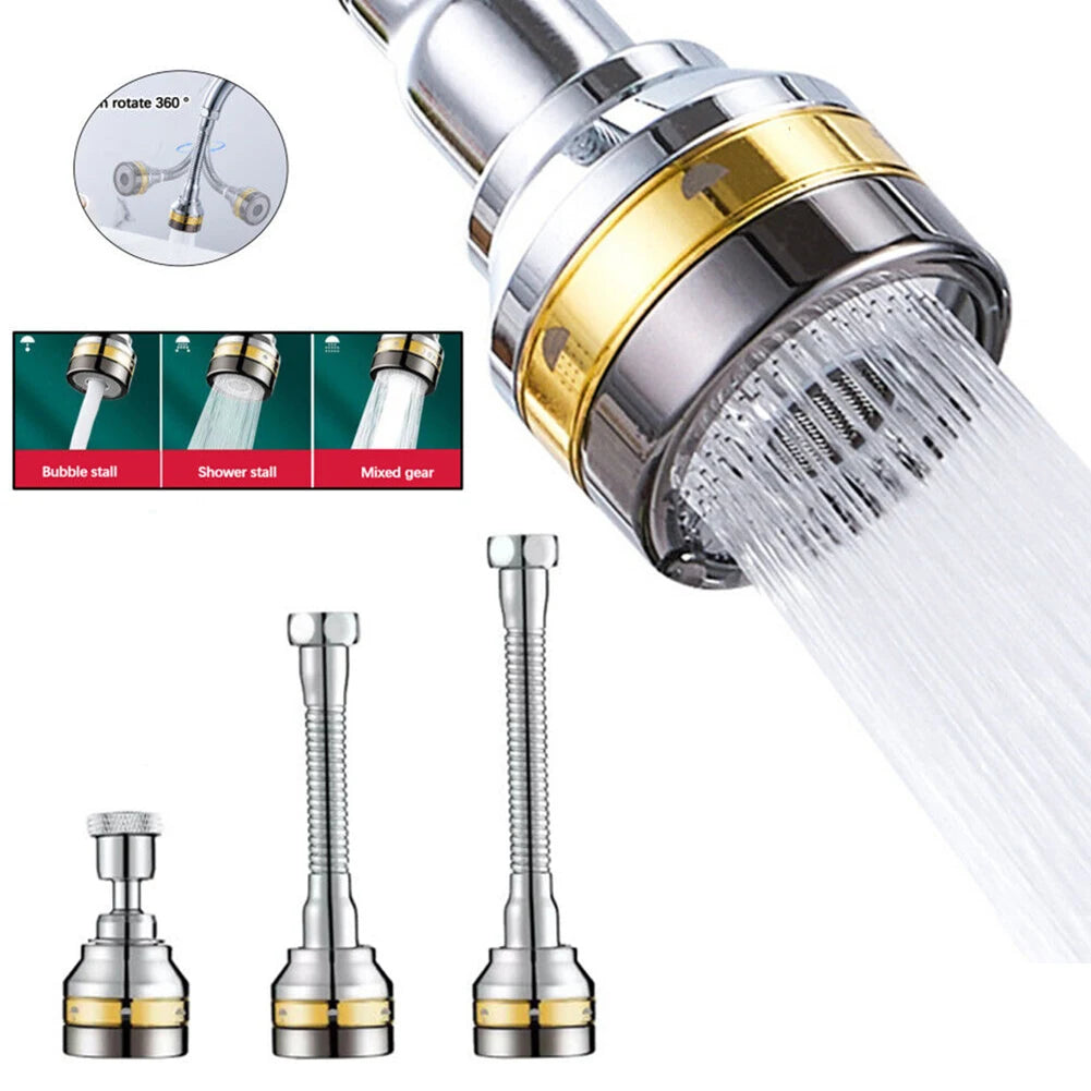 360° Flexible Stainless Steel Faucet Extender with 3 Spray Modes for Kitchen & Bathroom Sink