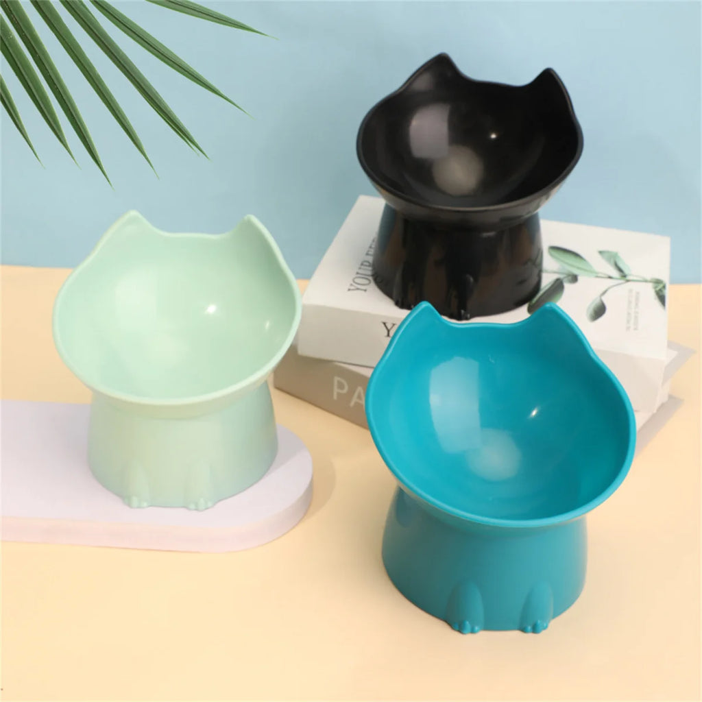 1 unidad de comedero elevado WhiskerWare para gatos, plato de plástico elevado antideslizante con borde inclinado, protección para el cuello para comida de gatitos