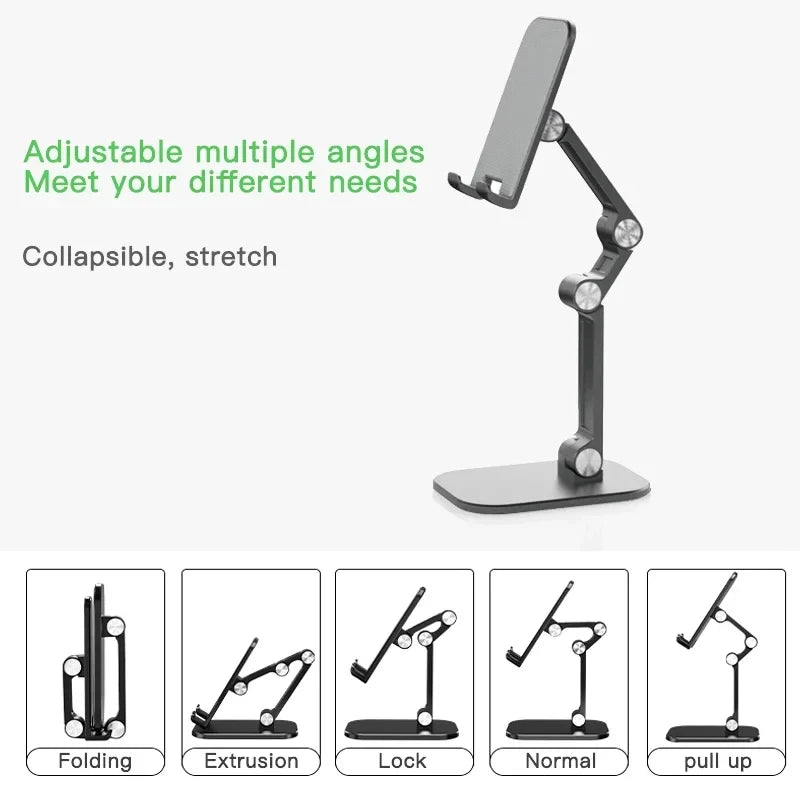 Foldable Adjustable Phone & Tablet Stand – 3-Section Desktop Holder