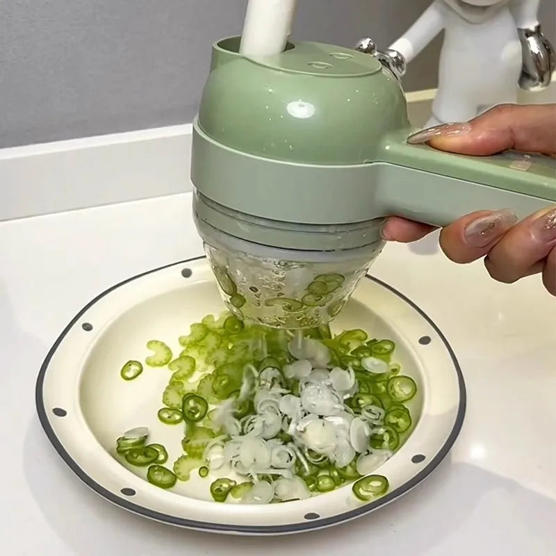 Picadora Eléctrica de Verduras, Cortador Multifuncional de Ajo, Jengibre y Cebolla para Cocina Doméstica, Rebanadora y Cortadora de Alimentos