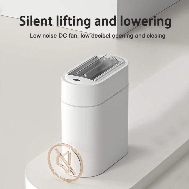 Cubo de Basura con Sensor Automático de 7/9L, Cubo de Basura de Doble Vía, Papelera Eléctrica para Cocina con Tapa, Montaje en Pared de Inodoro, Bote de Basura Estrecho