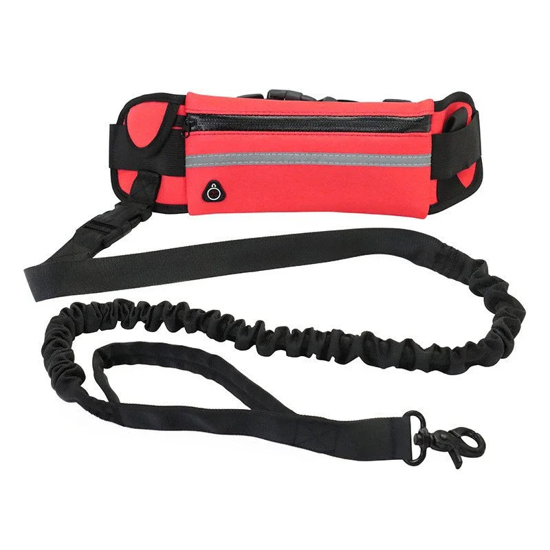 Hands-Free Dog Leash with Waist Bag – Reflective Adjustable Bungee Running Lead for Walking, Jogging & Outdoor Adventures