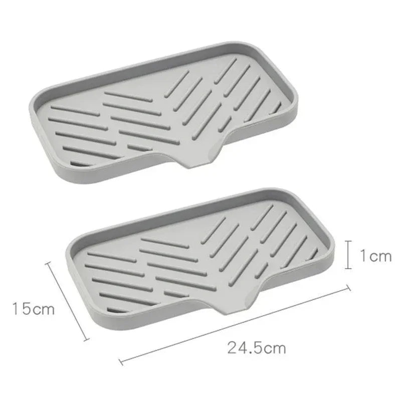 Silicone Sink Organizer Tray with Drain – Soap, Sponge & Brush Holder