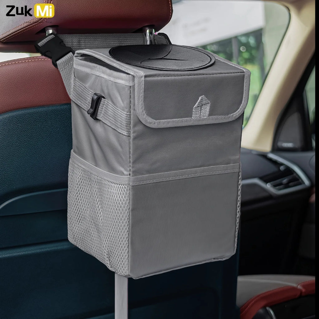 Collapsible Car Trash Can with Lid & Leakproof Oxford Cloth Storage Organizer