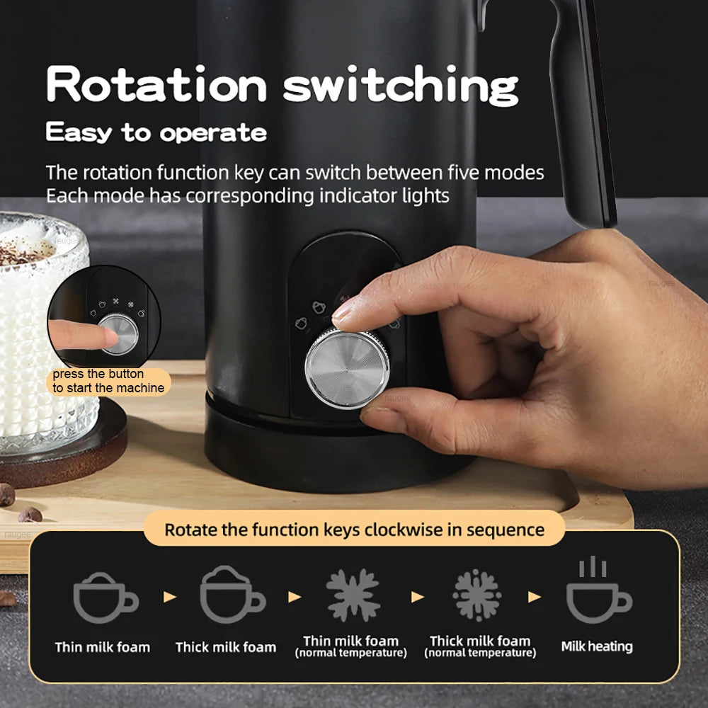 5-in-1 Electric Milk Frother & Milk Warmer for Hot & Cold Foam