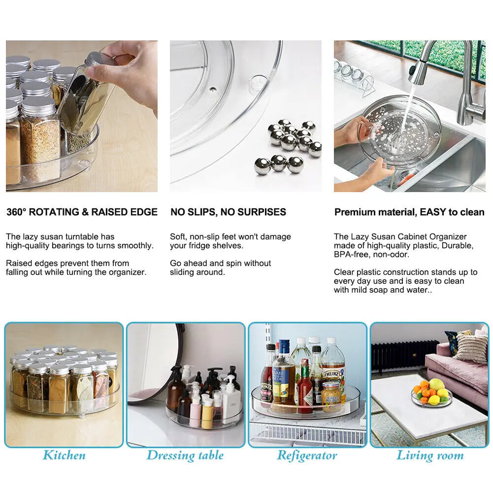 360° Rotating Lazy Susan Organizer for Refrigerator, Pantry & Kitchen Cabinets