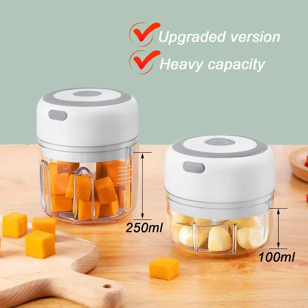 Picadora eléctrica de ajo 250ML, picadora de verduras, procesador de alimentos, mini picadora de ajo USB, picadora de cebolla portátil pequeña