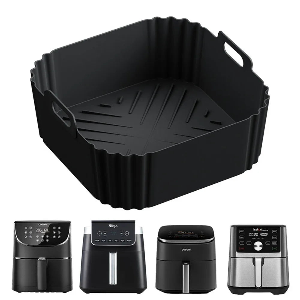 Revestimientos de silicona de 22.5cm para freidoras de aire, cestas antiadherentes reutilizables para Ninja AF181 AF180 AF141 AF140 y otros accesorios para freidoras de aire de 5-8QT
