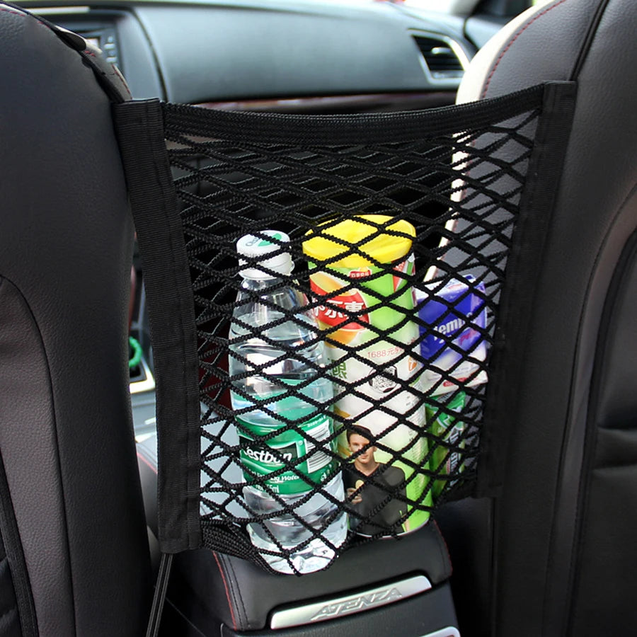 Dog Car Barrier Mesh Guard – Adjustable Backseat Pet Safety Net with Storage Bag for Vehicle Travel
