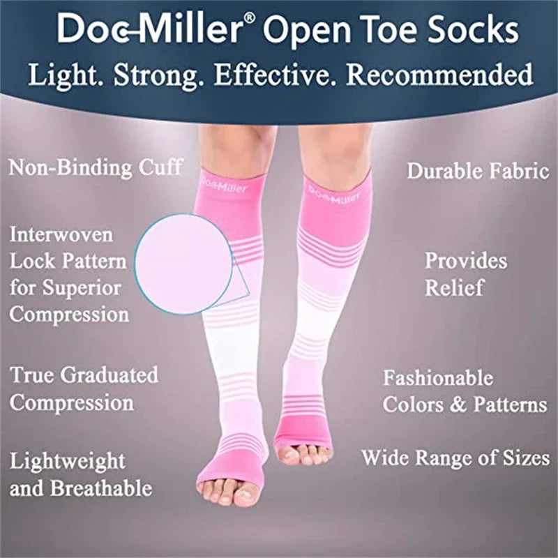 20–30 mmHg Knee High Compression Socks for Women & Men – Graduated Leg Support for Running, Travel, Work & Sports
