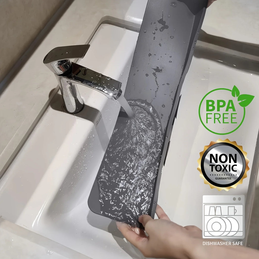 Protector contra salpicaduras de silicona para fregadero con ventosas - Barrera de agua para cocinas, laboratorios y fregaderos