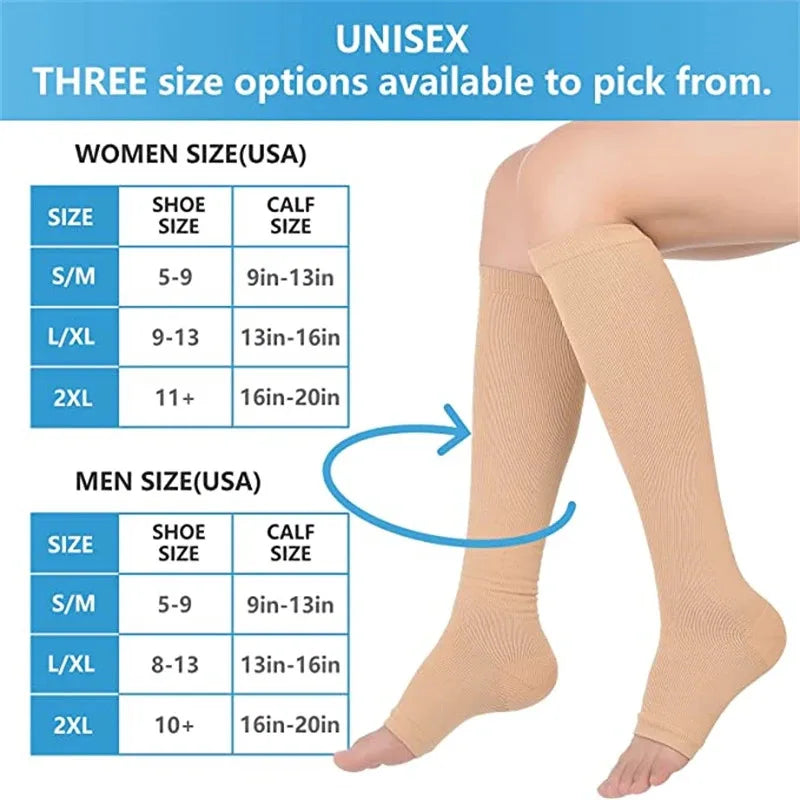 20–30 mmHg Knee High Compression Socks for Women & Men – Graduated Leg Support for Running, Travel, Work & Sports