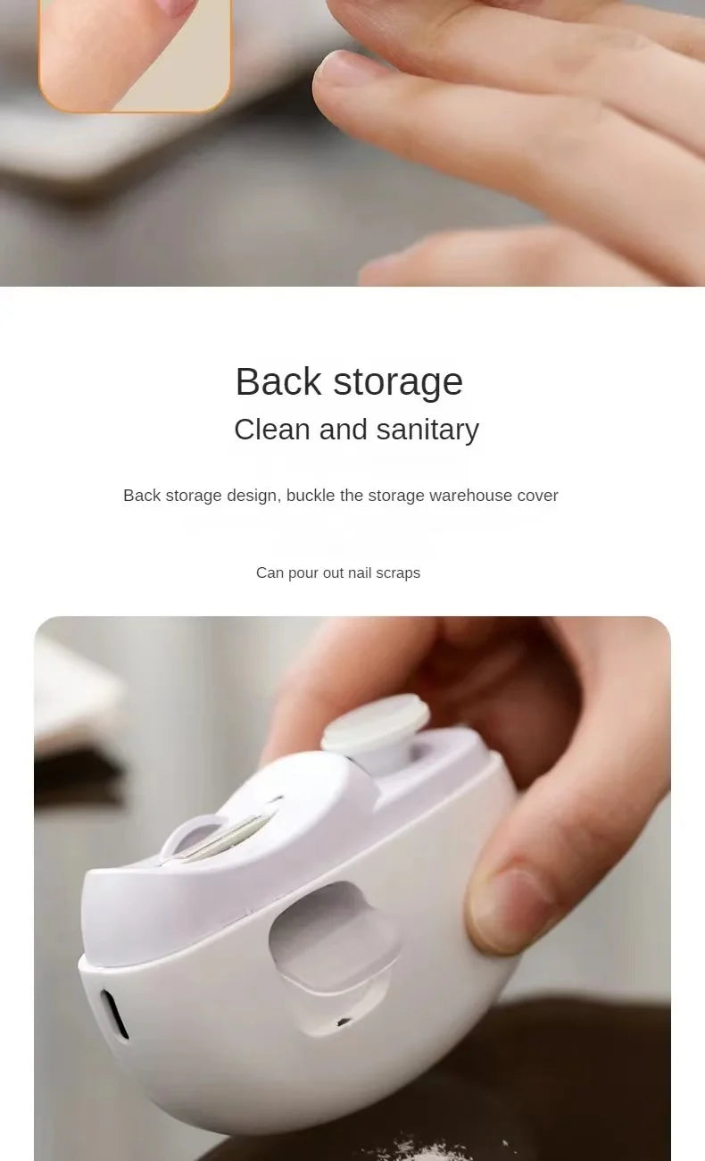 2-in-1 Electric Nail Clipper & Polisher – USB Rechargeable Automatic Nail Grinder with LED Light for Manicure & Nail Care