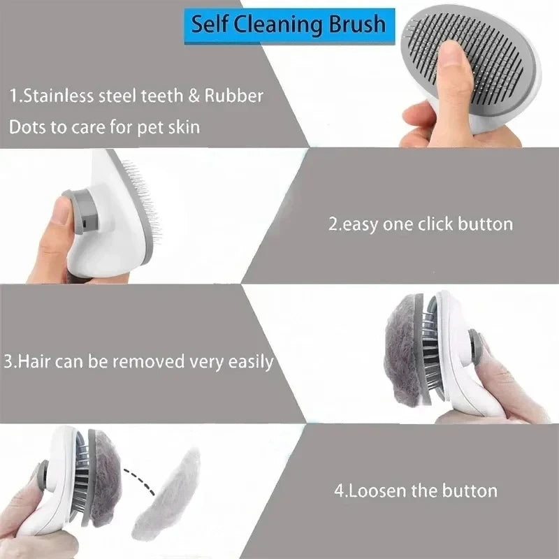Cepillo para perros, peine para gatos, cepillo autolimpiante para quitar el pelo de mascotas para perros y gatos, herramientas de aseo para mascotas, peine desenredante, accesorios para perros