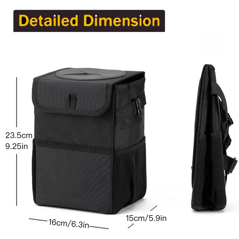 Collapsible Car Trash Can with Lid & Leakproof Oxford Cloth Storage Organizer