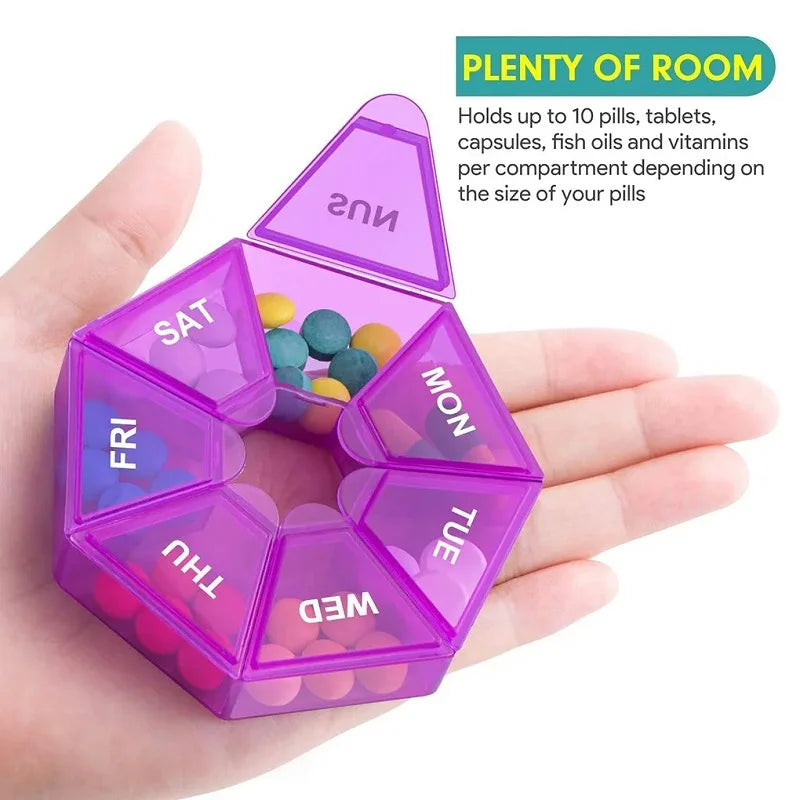 7-Day Weekly Pill Organizer – Portable Travel Medicine Case for Vitamins, Supplements & Daily Medication