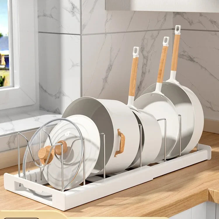Expandable Pot & Pan Organizer Rack with 7 Adjustable Dividers