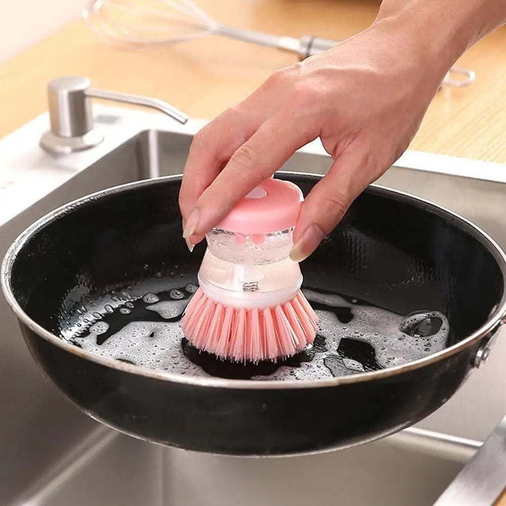 Cepillo de limpieza de cocina para lavar ollas, fregadero, diseño de astronauta, con dispensador automático de jabón líquido, accesorios de limpieza para el hogar