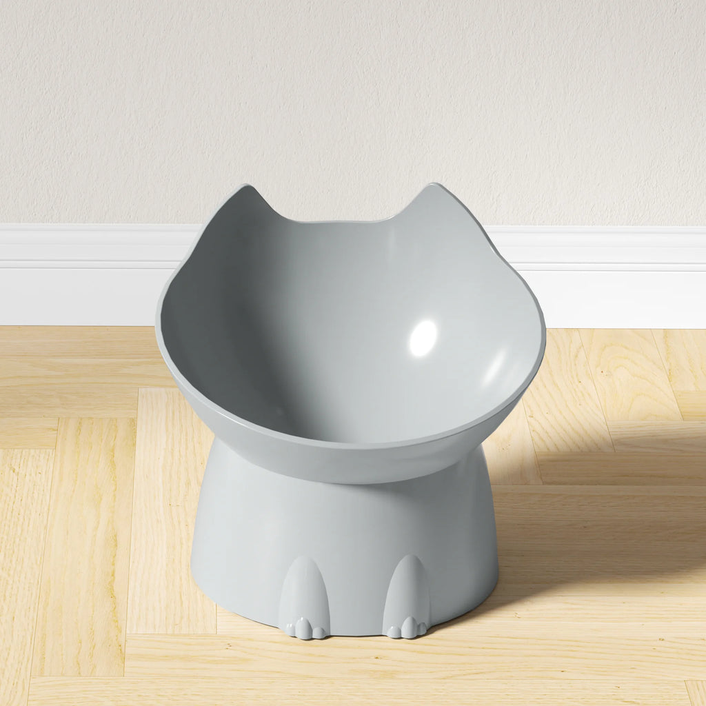 1 unidad de comedero elevado WhiskerWare para gatos, plato de plástico elevado antideslizante con borde inclinado, protección para el cuello para comida de gatitos