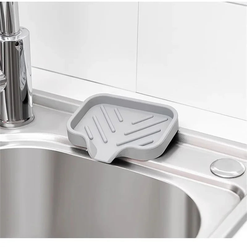 Silicone Sink Organizer Tray with Drain – Soap, Sponge & Brush Holder