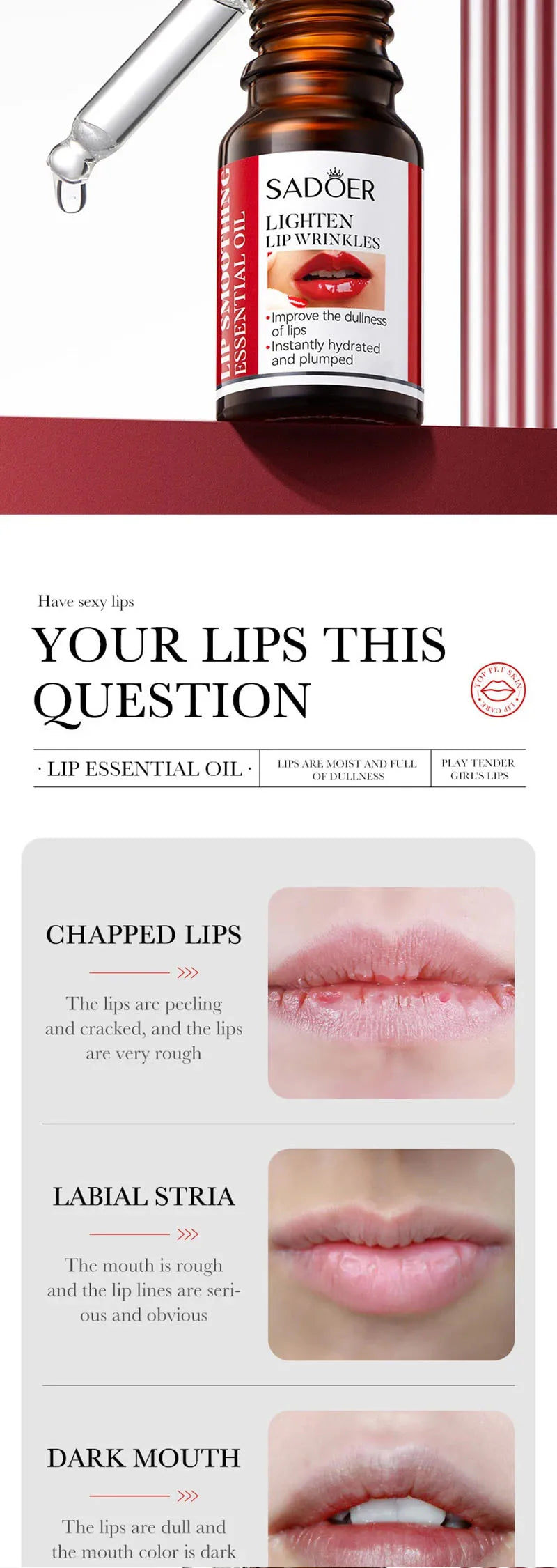 Hydrating lip serum oil for a soft and plump-looking pout