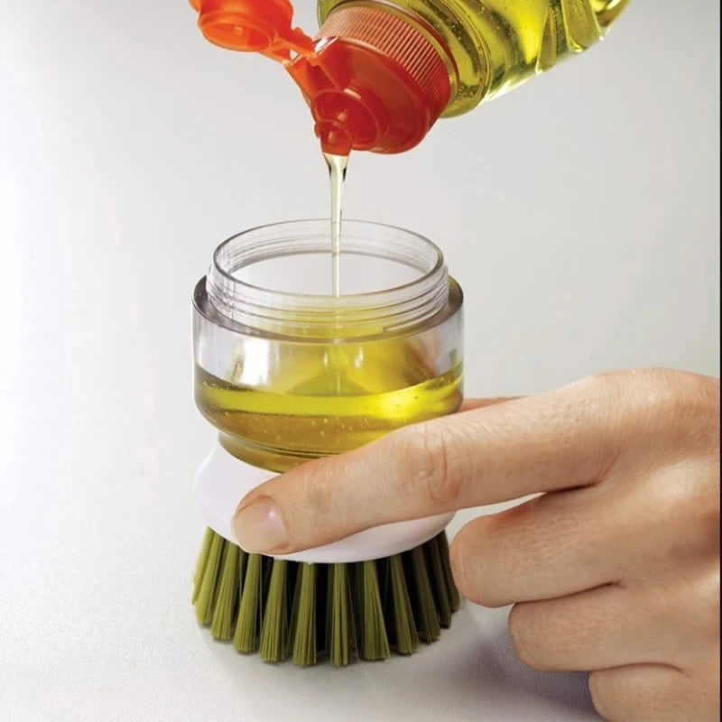 Soap Dispensing Dish Brush with Replaceable Head & Storage Stand