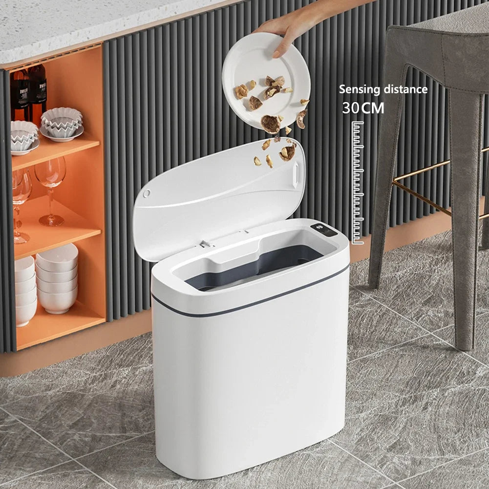 14L Smart Sensor Trash Can with Lid | Touchless Automatic Waste Bin for Kitchen & Bathroom