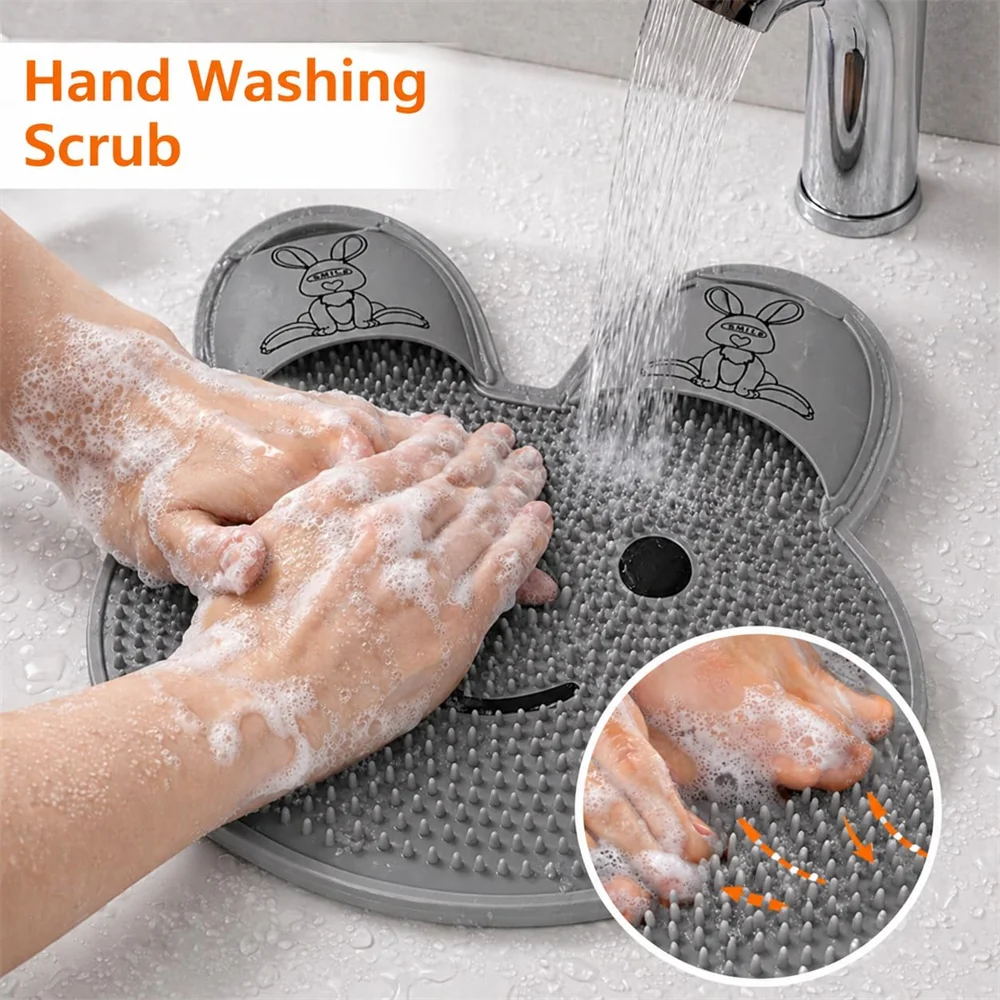 Non-Slip Silicone Foot Scrubber Bath Mat – Shower Foot Massager, Exfoliating Cleaning Mat for Bathtub & Bathroom Floor
