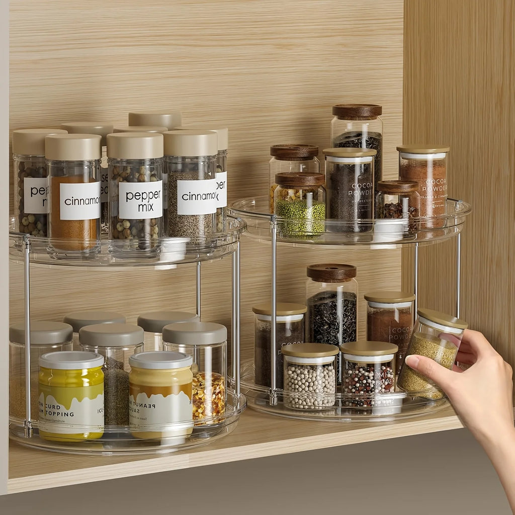 2-Tier 360° Rotating Lazy Susan Organizer for Kitchen, Pantry & Bathroom