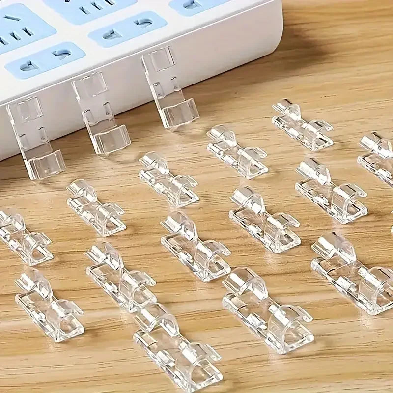 Transparent Cable Clips – Adhesive Wire Organizer for Home, Office & Desk Cable Management