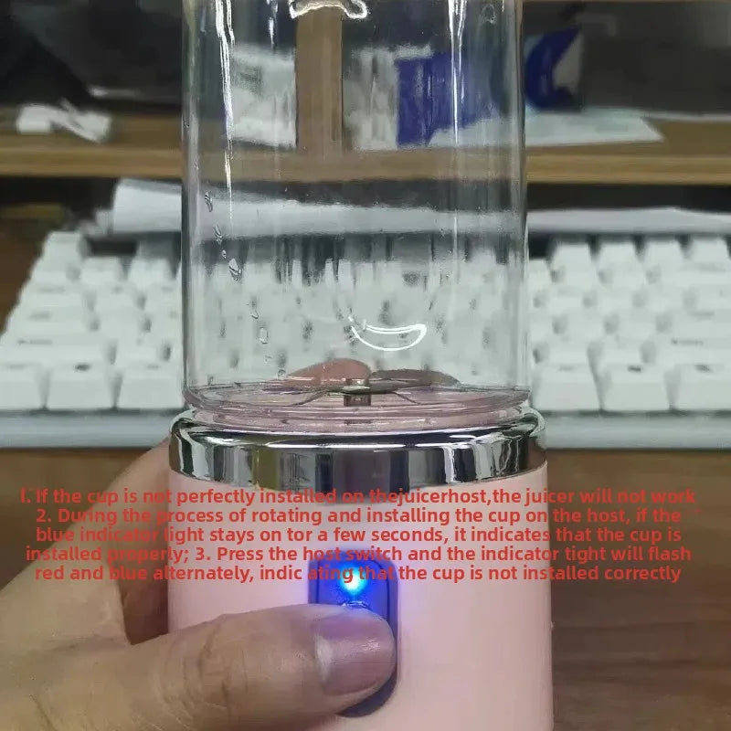 Botella licuadora portátil eléctrica de 6 cuchillas, licuadora de jugo multifunción, licuadora de batidos de jugo fresco, vaso triturador de hielo, procesador de alimentos