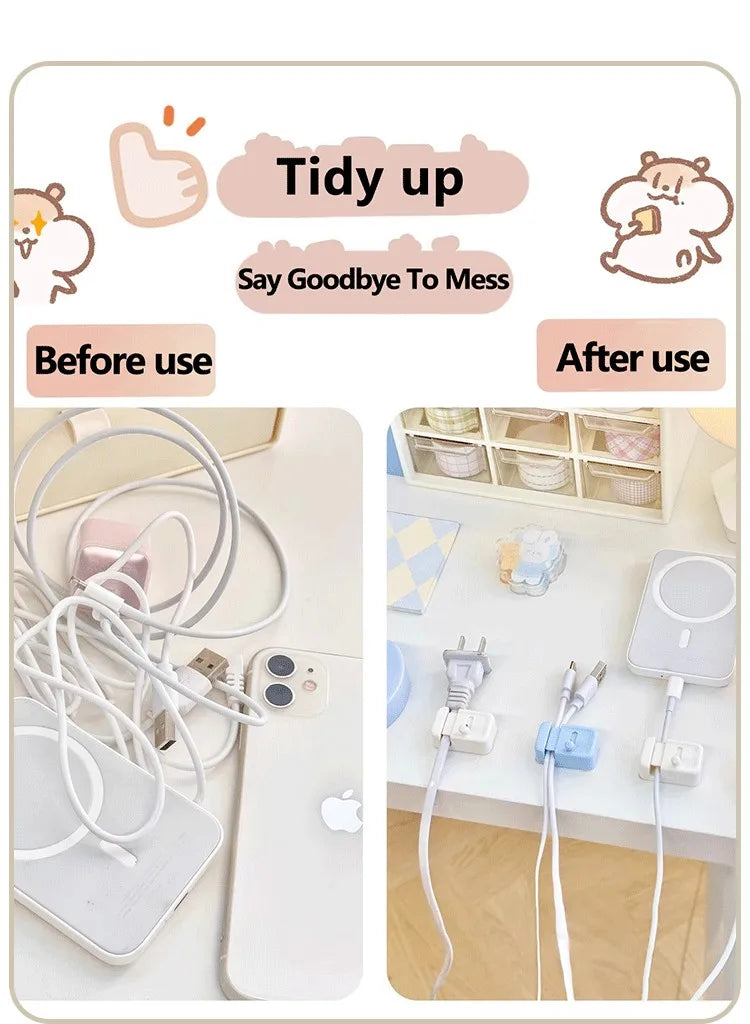 Desk Cable Management Clip – No-Drill Cord Organizer for Charging & Data Cables