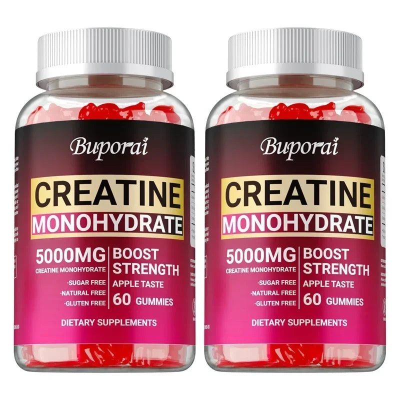 Creatine Monohydrate Gummies for Adults – Vegan Non-GMO Creatine Supplement for Muscle Strength, Endurance & Workout Performance Support