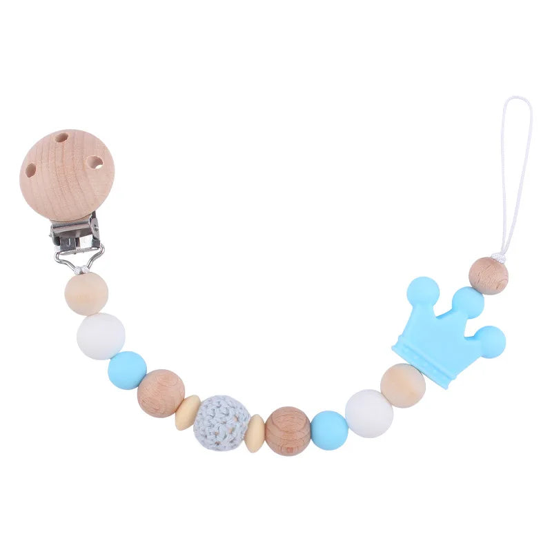 Baby Pacifier Clip Holder – BPA Free Silicone Bead Soother Strap with Teether Chain for Infants & Newborns