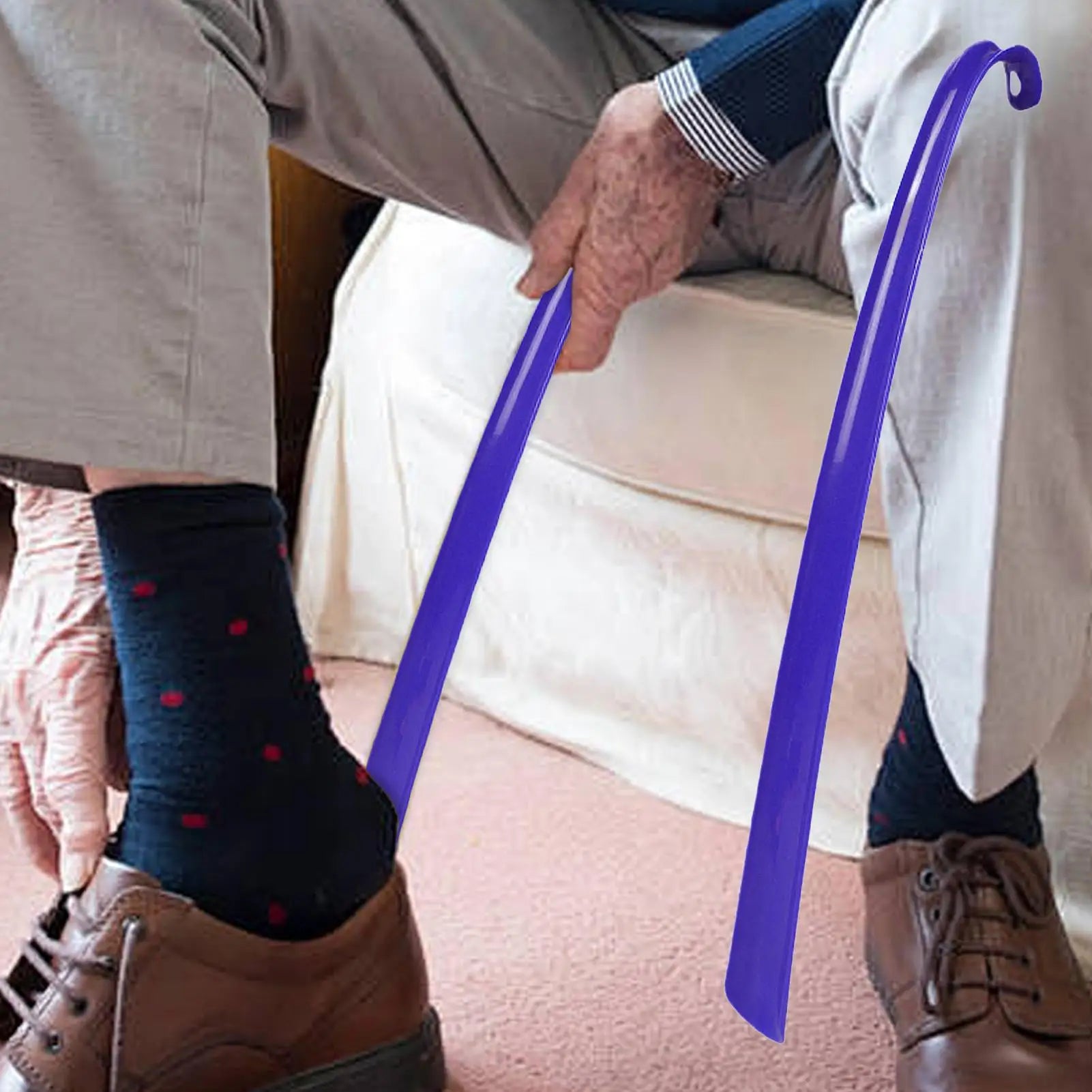 Long Handle Shoe Horn with Grip – 16.7" Easy Shoe Helper for Seniors, Boots, Sneakers & Everyday Footwear
