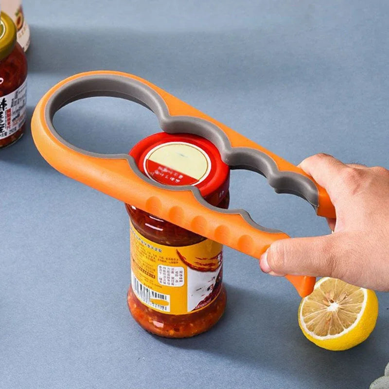 4-in-1 Stainless Steel Kitchen Opener Tool for Jars, Lids, Cans & Bottles